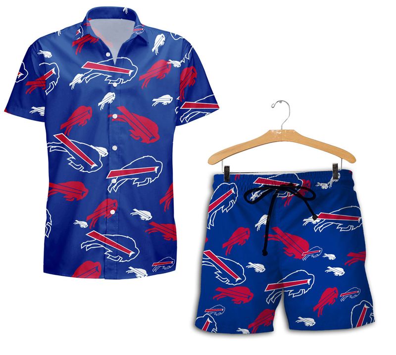 Buffalo Bills Flying Spirit Hawaiian Shirt front with Short