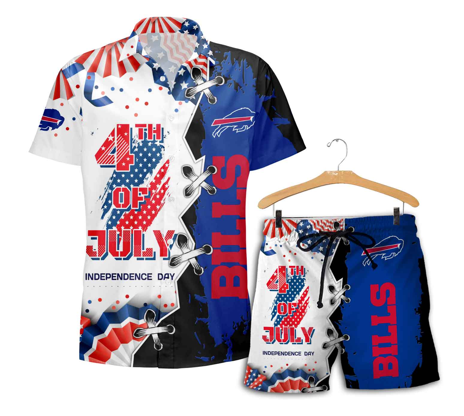 Buffalo Bills Forth Of July Combo Hawaii Shirt with Short
