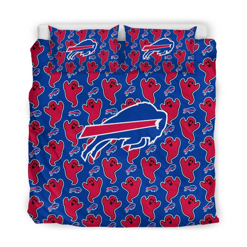 Buffalo Bills Funny Ghosts Pattern Halloween Bedding Set King Size