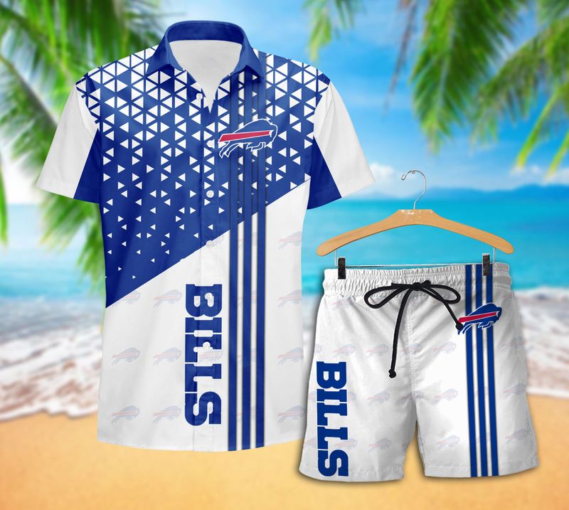 Buffalo Bills Geometric Wave Hawaiian Shirt with Short
