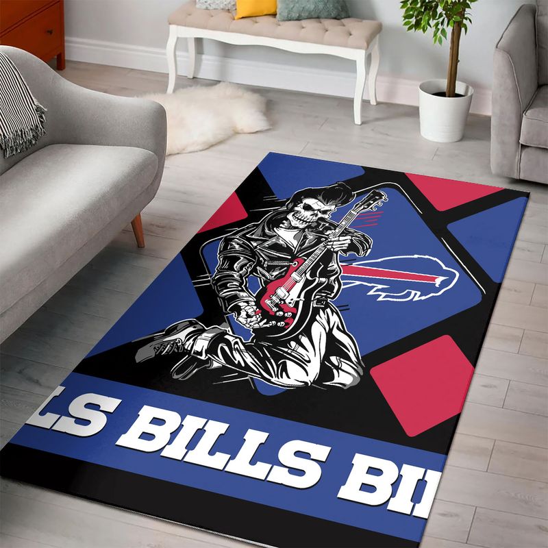 Buffalo Bills Halloween Rockabilly Skeleton Elvis Rug