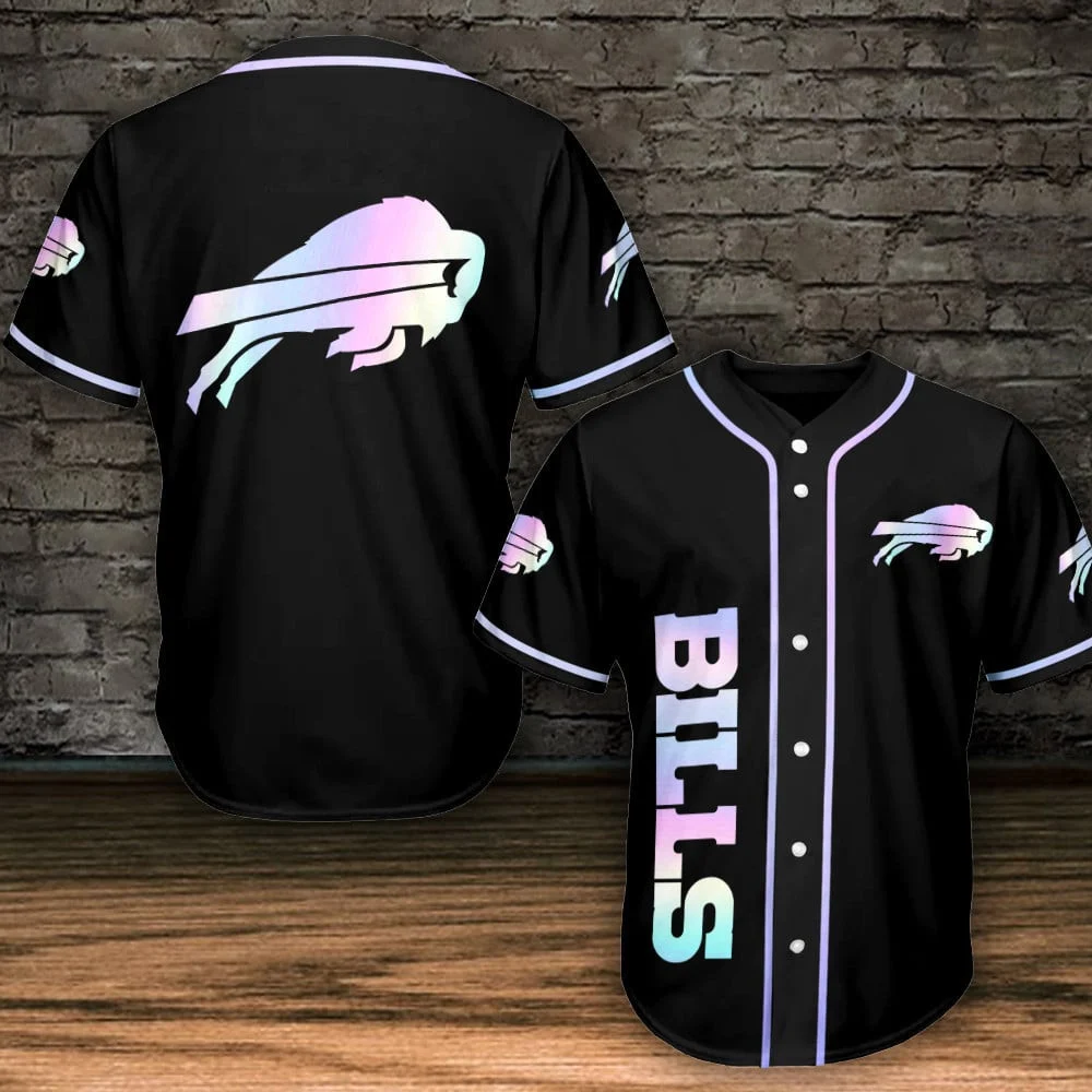 Buffalo Bills Holo Pride Baseball Jersey