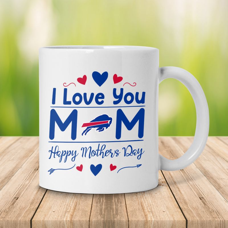 Buffalo Bills I Love You Mom Mother's Day 2D WHITE Ceramic Mug