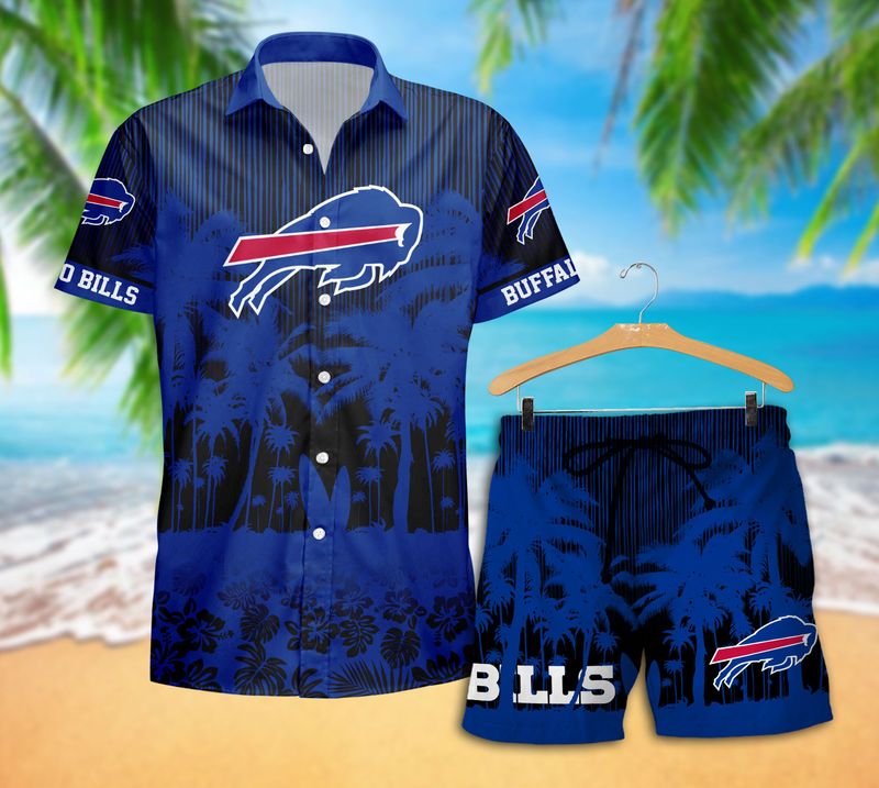 Buffalo Bills Midnight Tropics Hawaiian Shirt with Short
