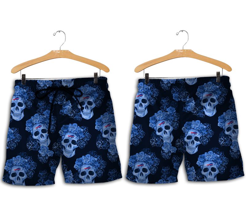 Buffalo Bills Mystery Skull And Flower Hawaiian Short