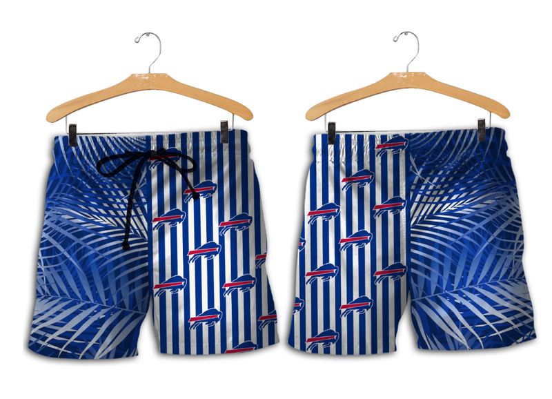 Buffalo Bills Palm Leaves and Stripes Hawaiian Short