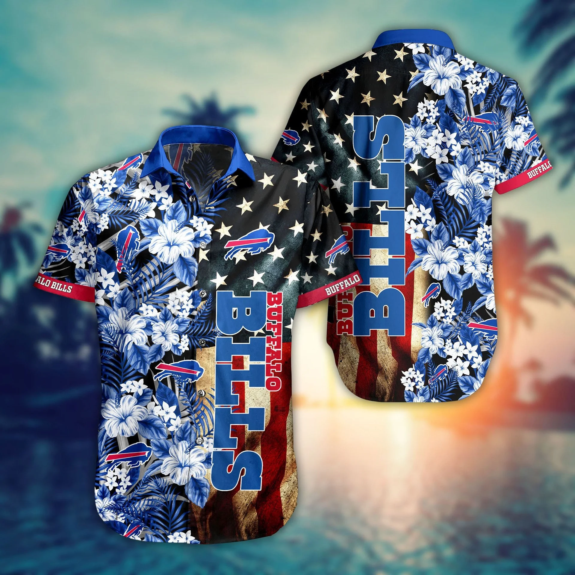 Buffalo Bills Patriotic Floral Hawaiian Shirt