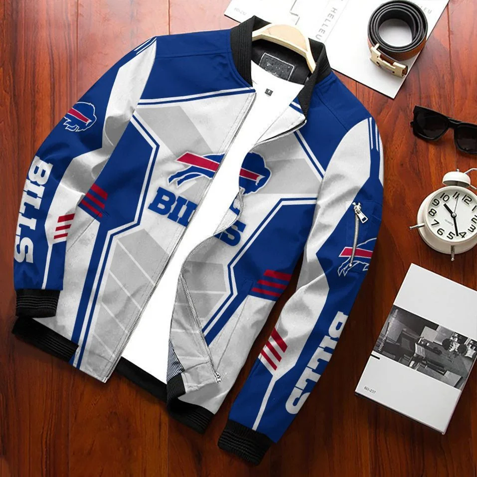 Buffalo Bills Red Stripe Victory Bomber Jacket