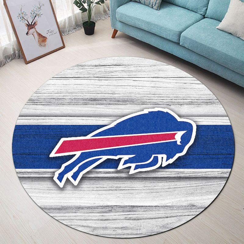 Buffalo Bills Rustic Wood Stripe Round Rug