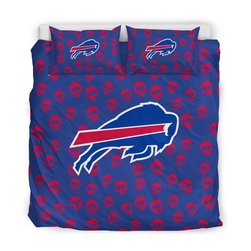 Buffalo Bills Santa Love Skull Pattern Vibe Bedding Set