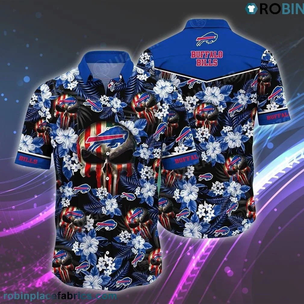 Buffalo Bills Skull Floral Hawaiian Shirt