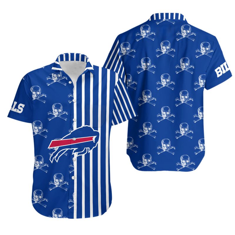 Buffalo Bills Skull Stripe Hawaiian Shirt