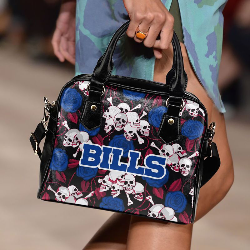 Buffalo Bills Skulls and Rose Pattern Limited Edition Lady Leather Handbag back side