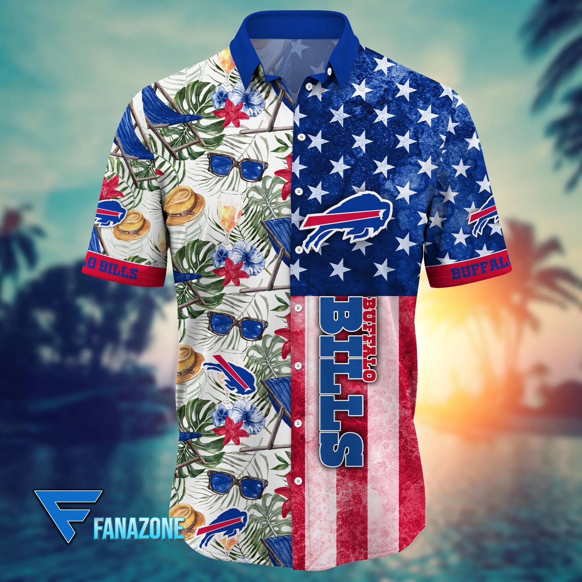 Buffalo Bills Stars & Stripes Hawaiian Shirt front