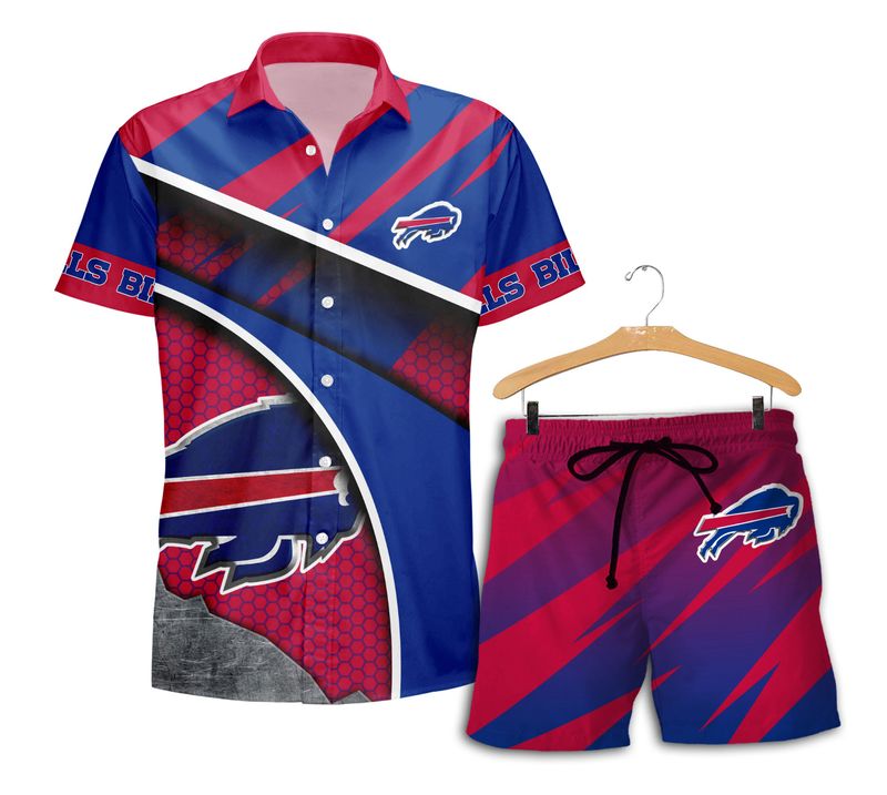 Buffalo Bills Stripe Pattern Hawaiian Shirt with Short