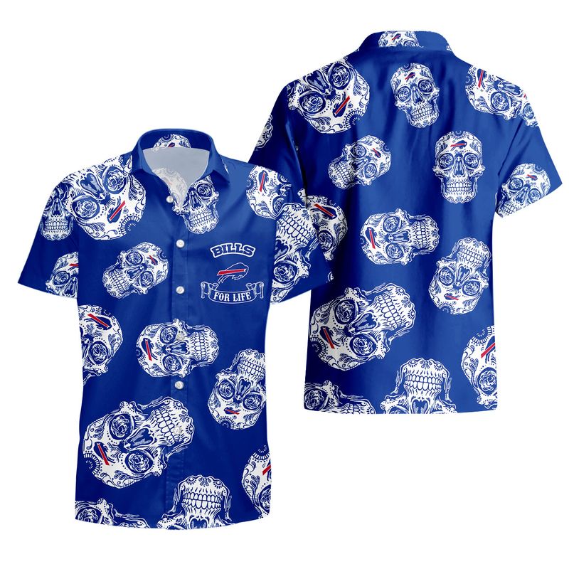 Buffalo Bills Sugar Skull Hawaiian Shirt