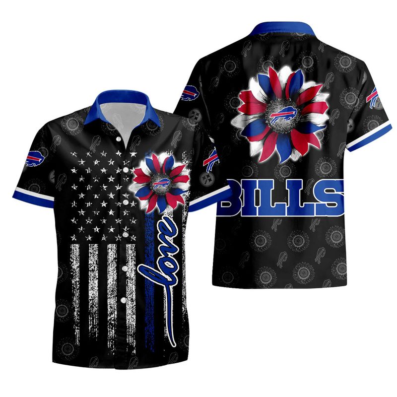 Buffalo Bills Sunflower Stripe Pattern Hawaiian Shirt