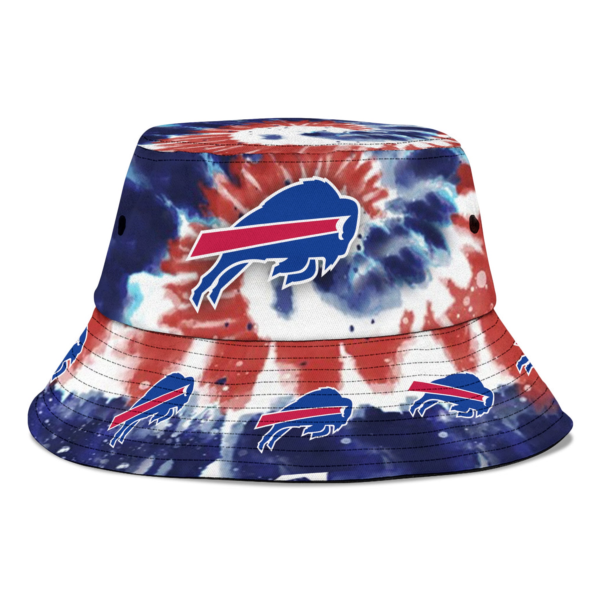 Buffalo Bills Tie Dye Independence Day Bucket Hat back