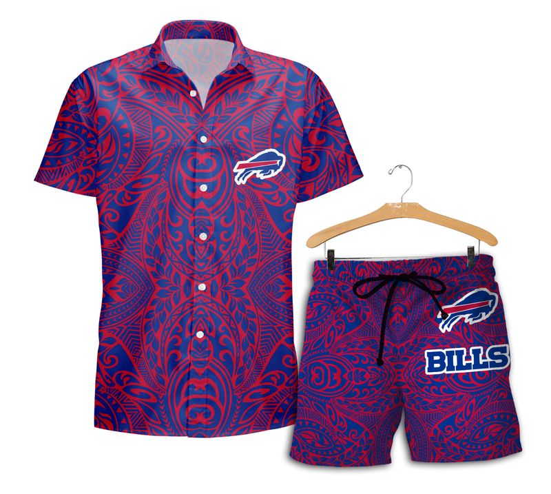 Buffalo Bills Tribal Tropics Hawaiian Shirt with short