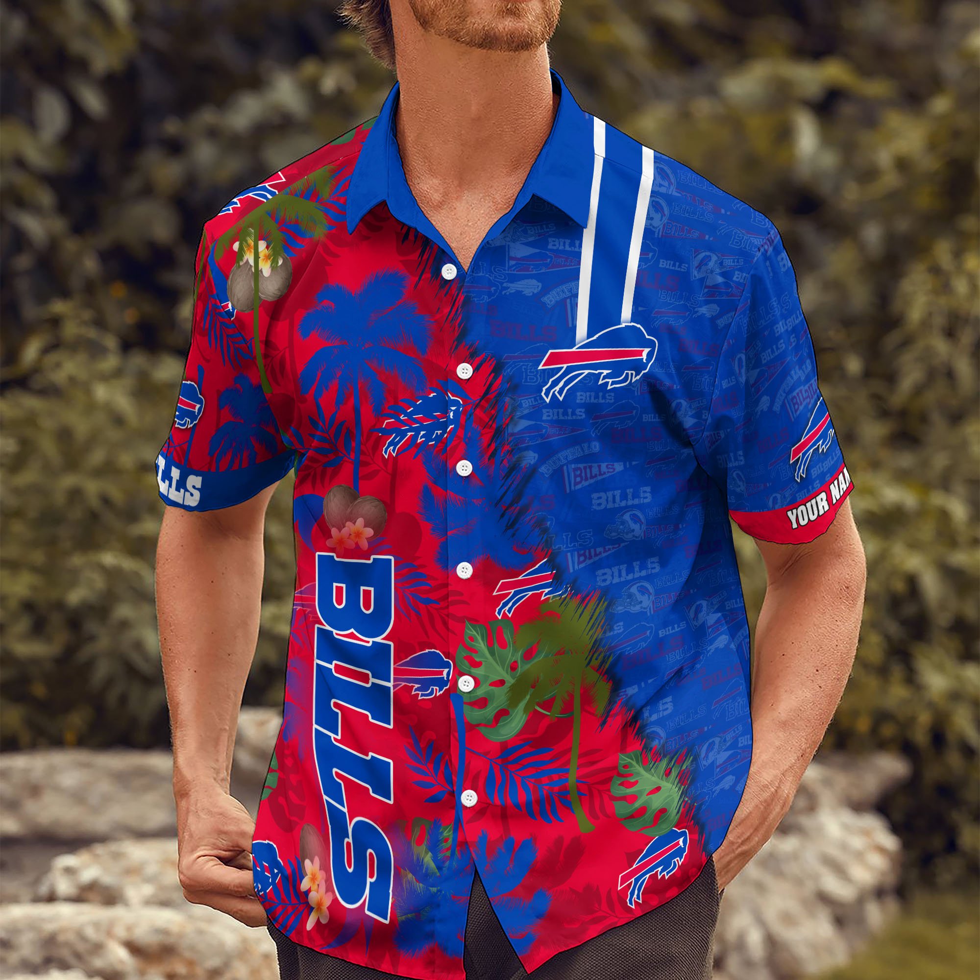 Buffalo Bills Tropical Vibes Hawaiian Shirt mockup front