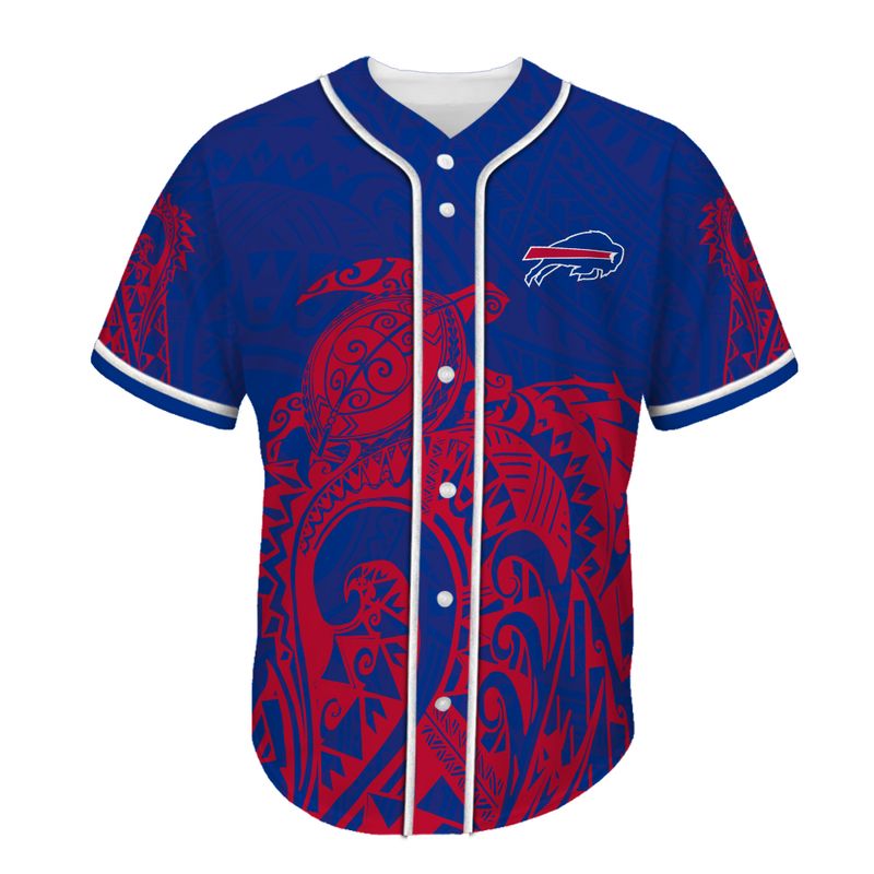 Buffalo Bills Turtle Polynesian Pattern Summer Collection Baseball Jersey front