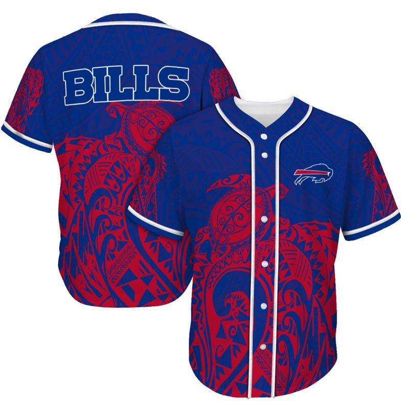 Buffalo Bills Turtle Polynesian Pattern Summer Collection Baseball Jersey