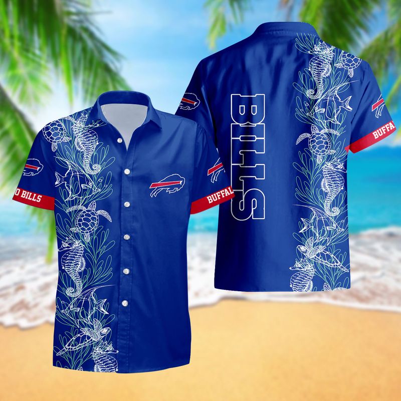 Buffalo Bills Turtle Seaweed Pattern Hawaiian Shirt