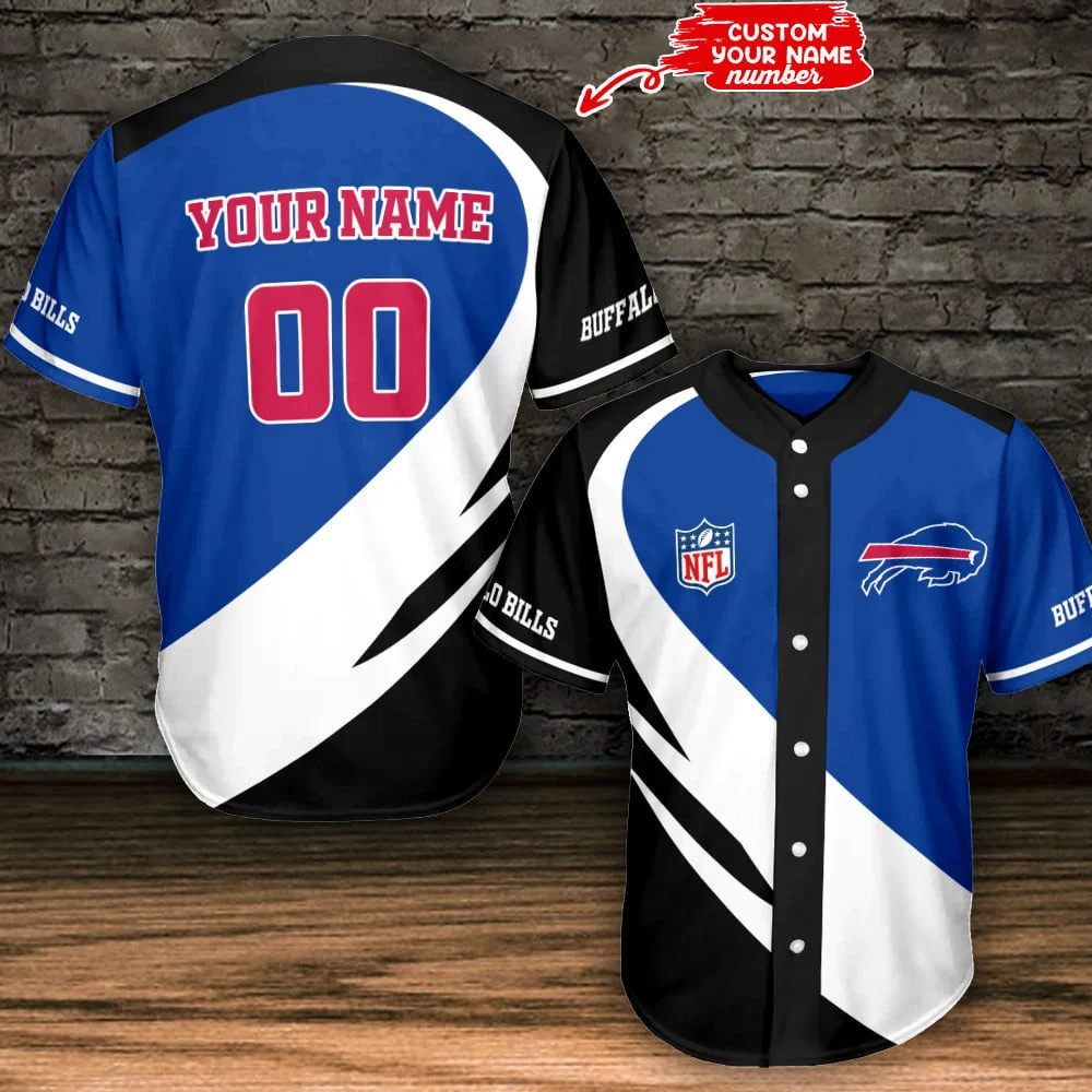 Buffalo Bills Victory Stripes Baseball Jersey