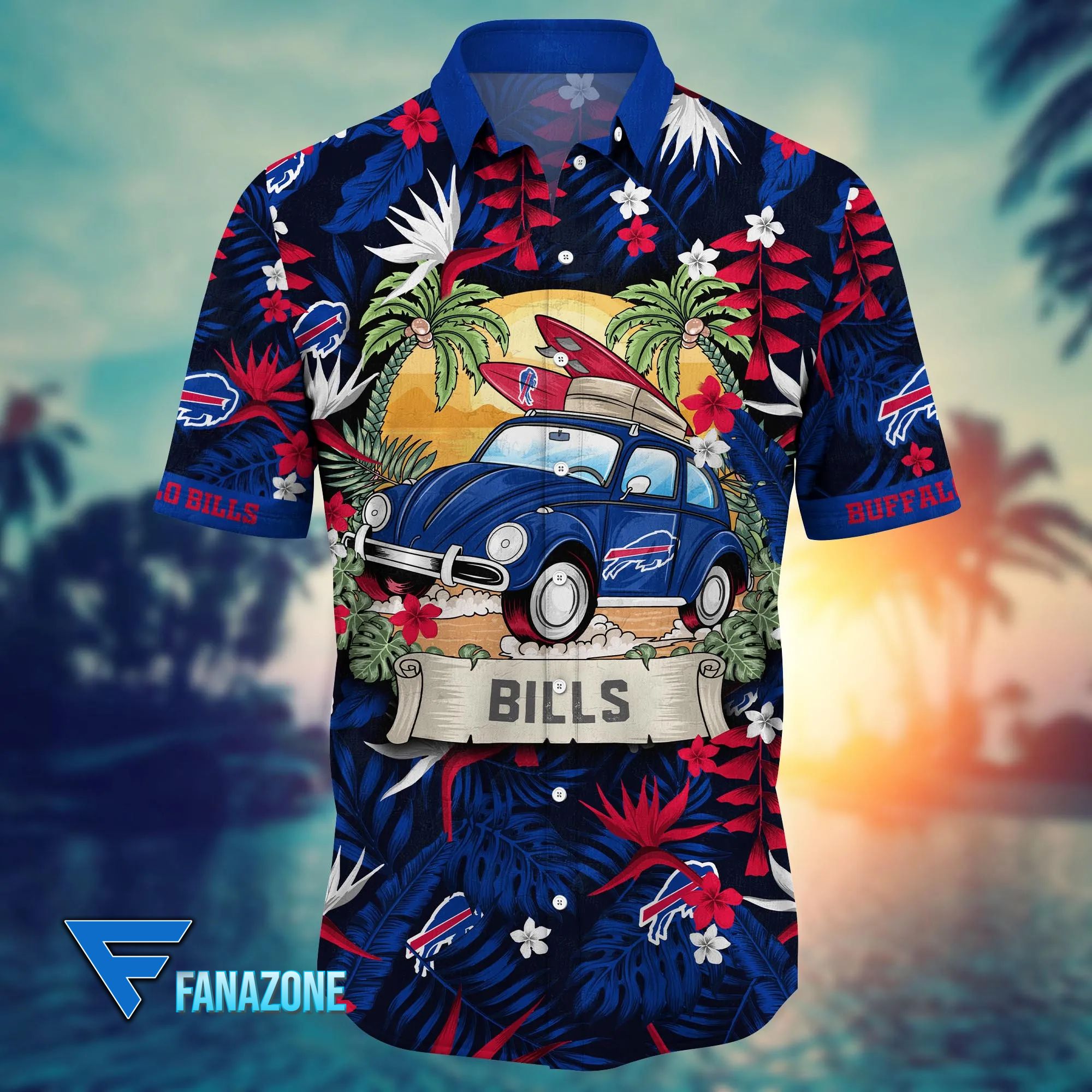 Buffalo Bills Vintage Surf Hawaiian Shirt front