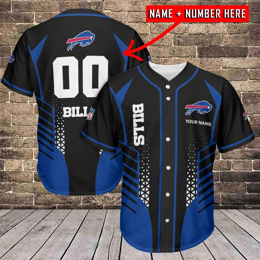 Personalized Buffalo Bills Blue Blaze Baseball Jersey