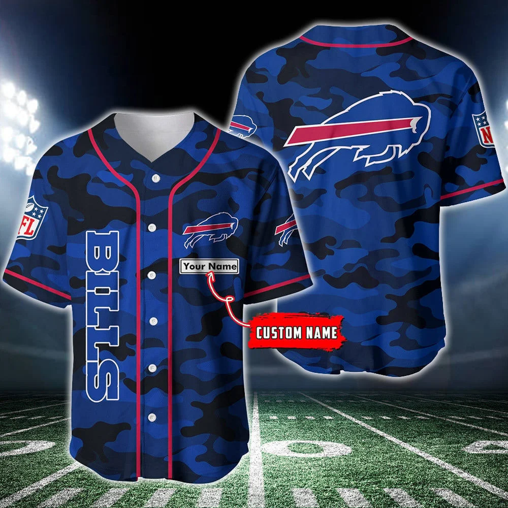 Personalized Buffalo Bills Camo Fury Baseball Jersey