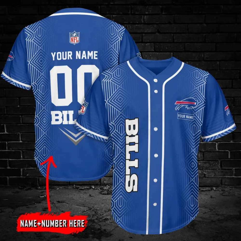 Personalized Buffalo Bills Diamond Strength Baseball Jersey