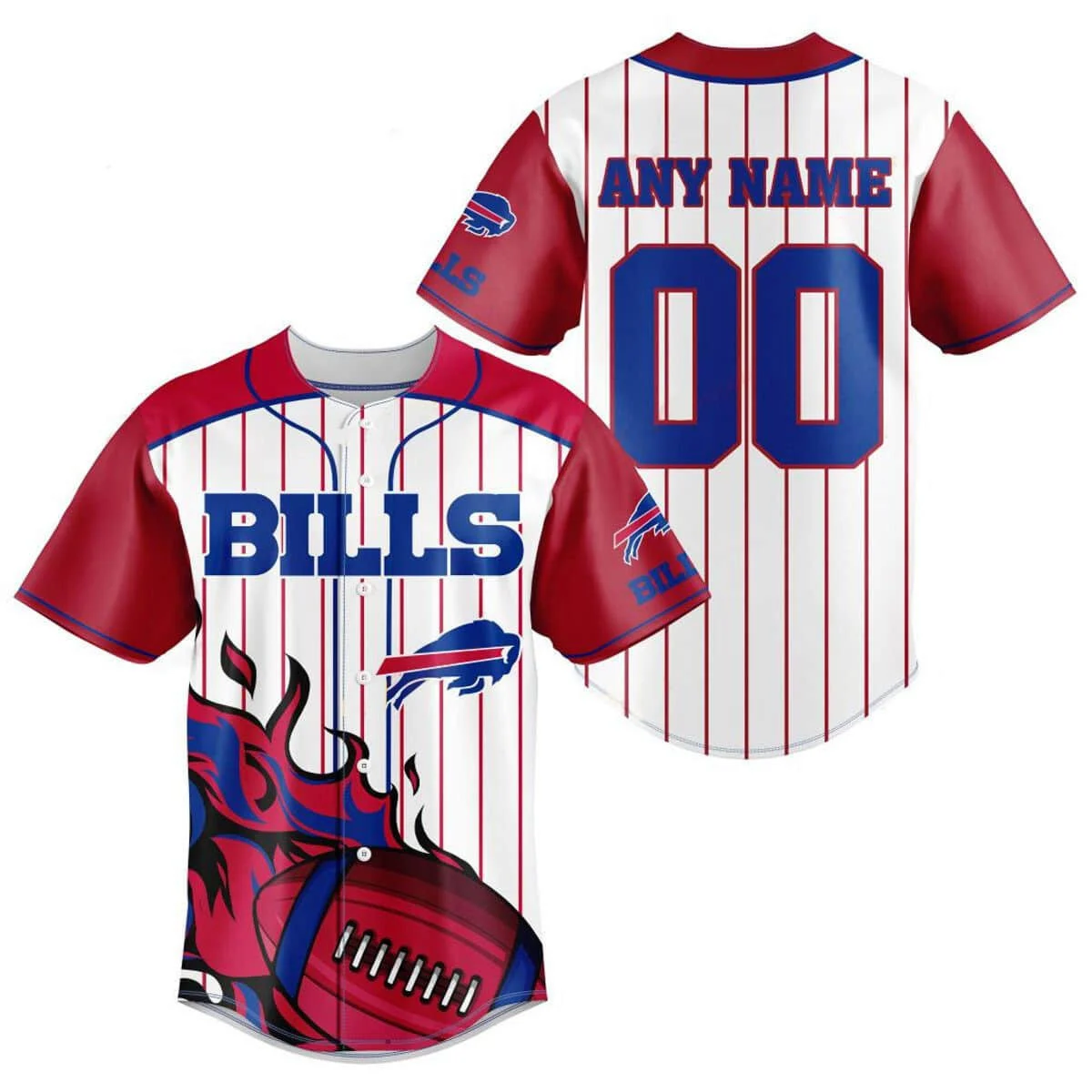 Personalized Buffalo Bills Firestorm Baseball Jersey