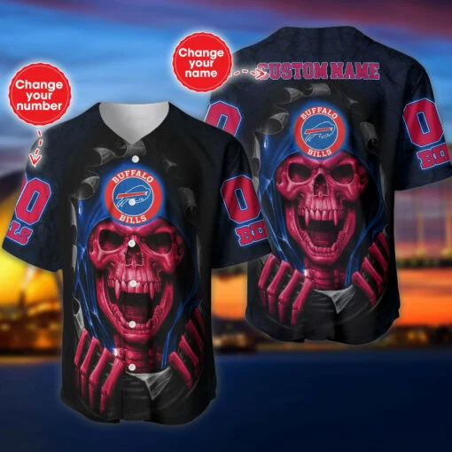 Personalized Buffalo Bills Skull Legacy Baseball Jersey