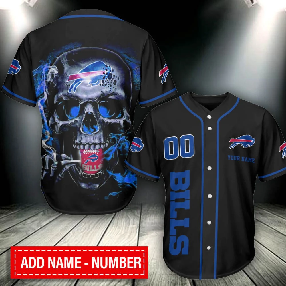 Personalized Buffalo Bills Skull Vibe Baseball Jersey