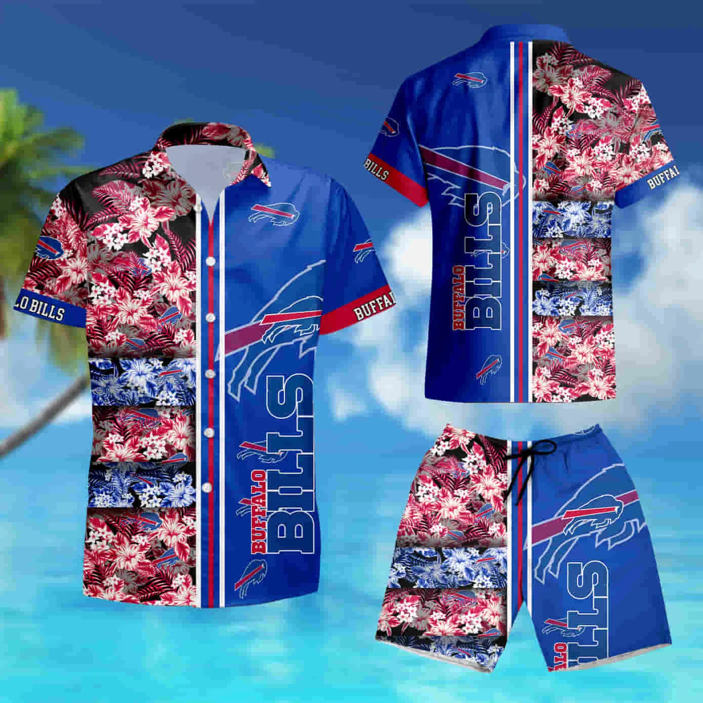 Buffalo Bills Aloha Fusion Floral Game Hawaiian Shirt set