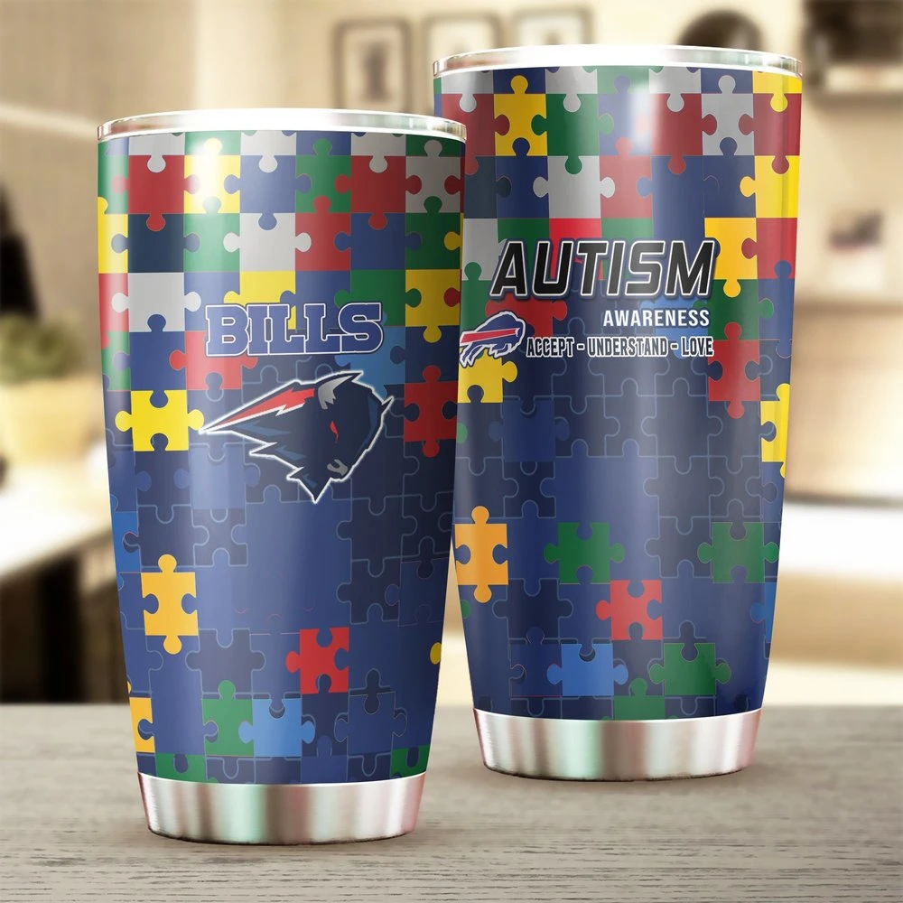 Buffalo Bills Autism Awareness Puzzle Tumbler