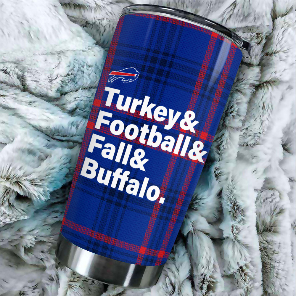 Buffalo Bills Autumn Tailgate Plaid Tumbler back side
