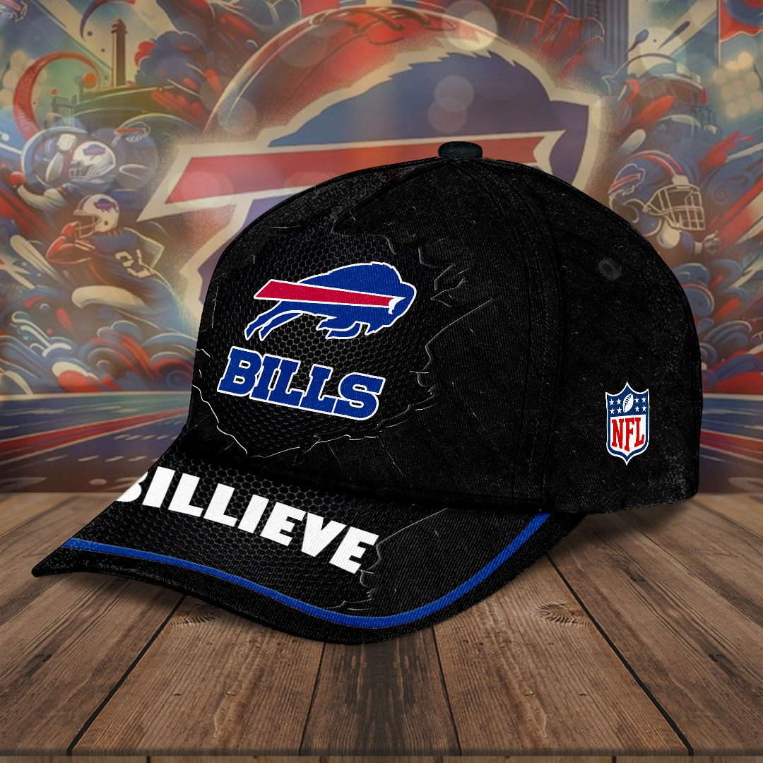Buffalo Bills Believe The Grind Blackout Baseball Cap left side
