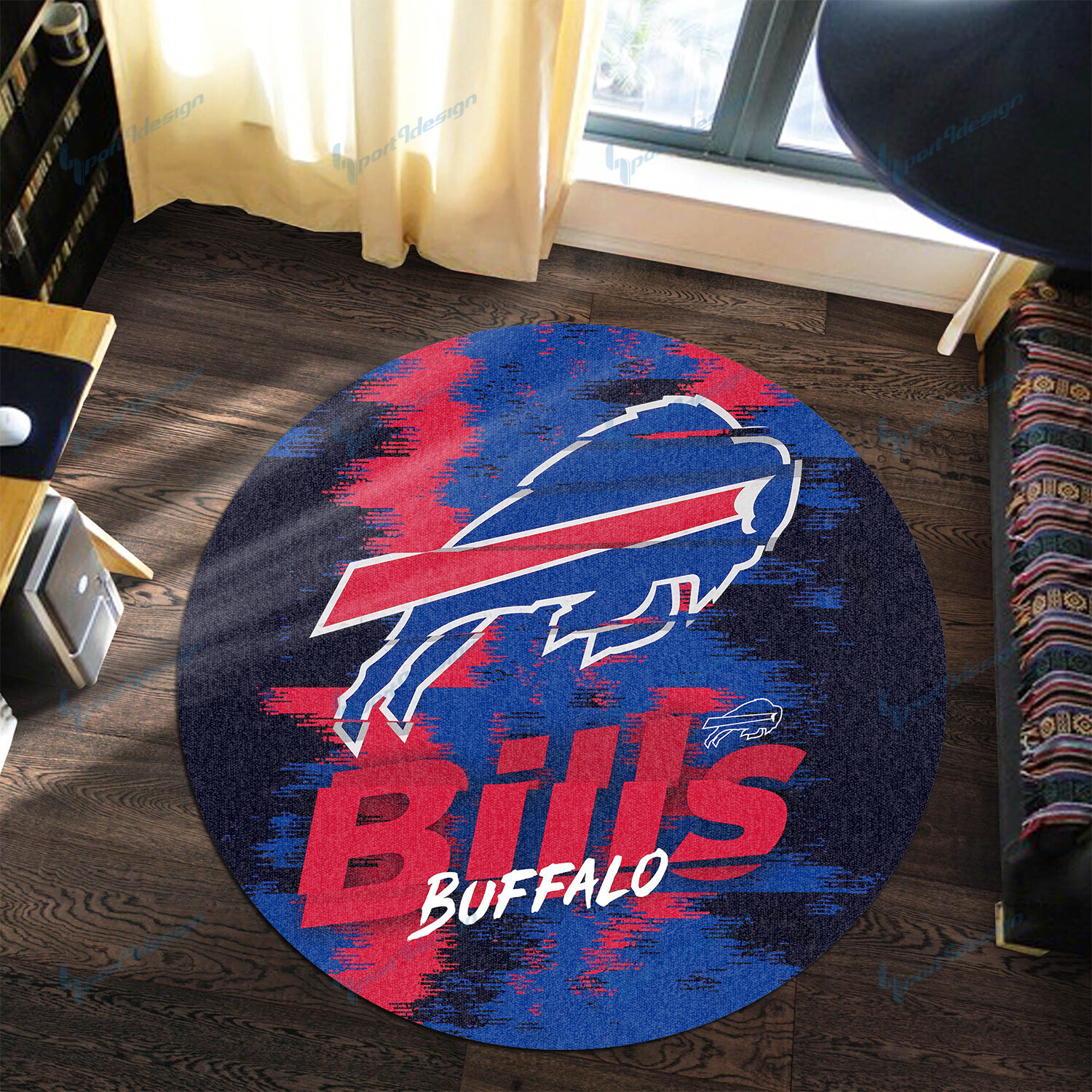 Buffalo Bills Bold Brushstroke Round Rug