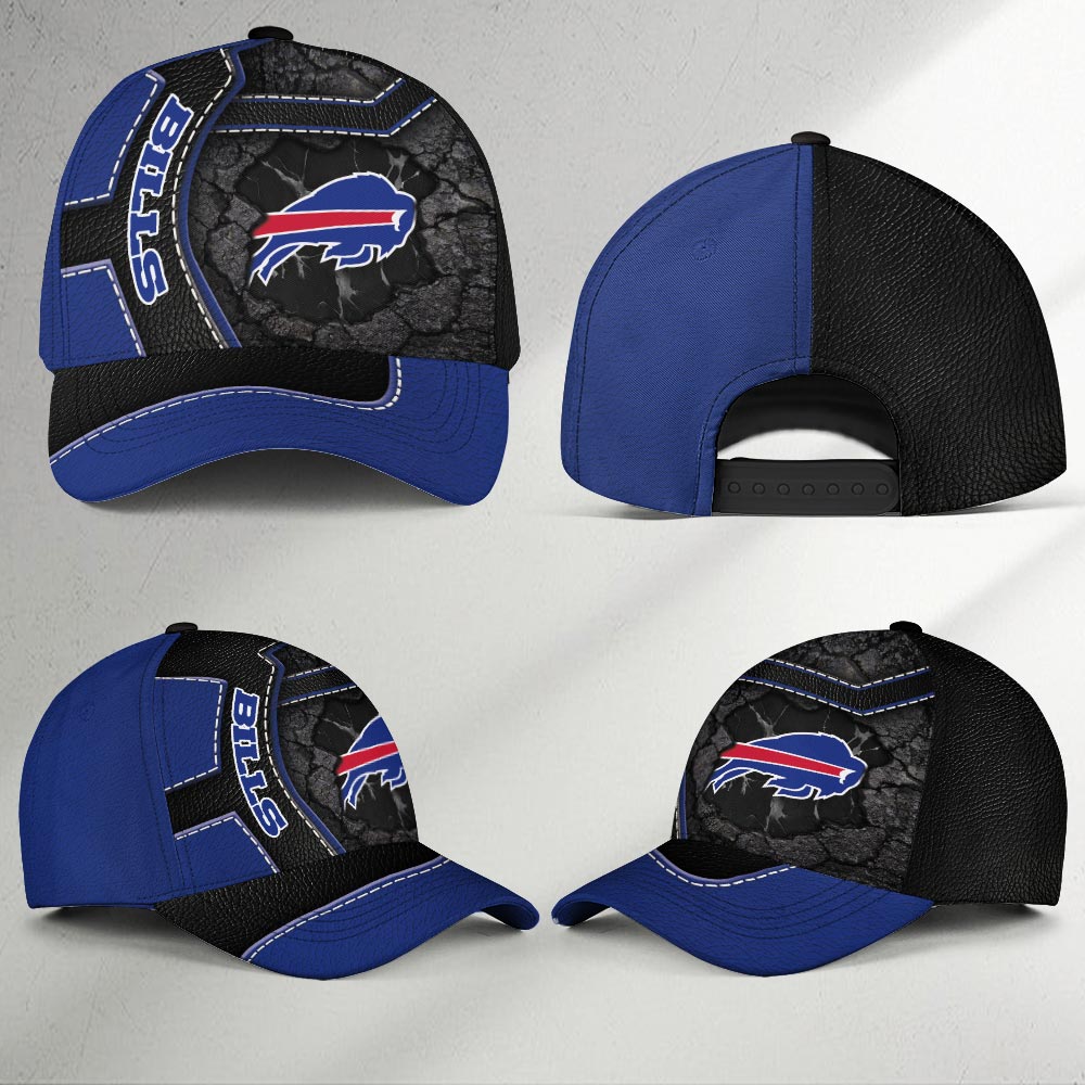 Buffalo Bills Cracked Leather Football Baseball Cap combo