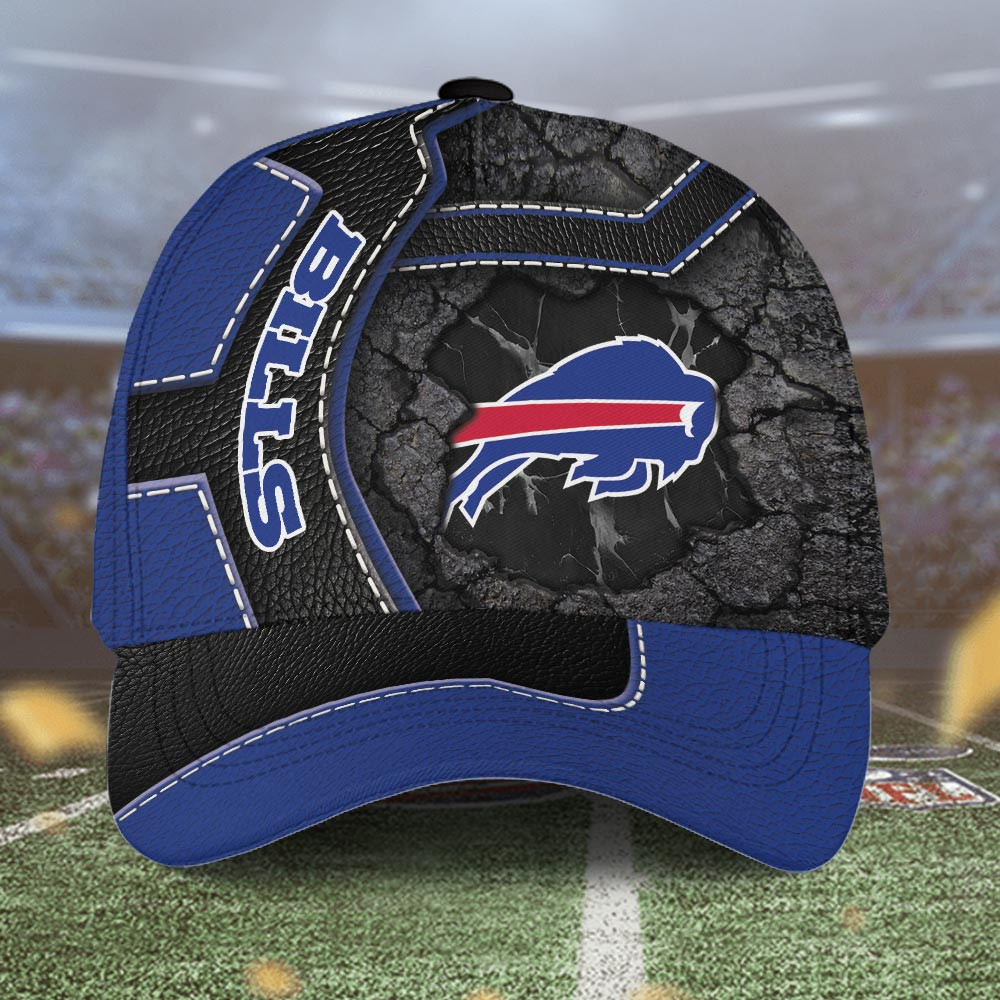 Buffalo Bills Cracked Leather Football Baseball Cap