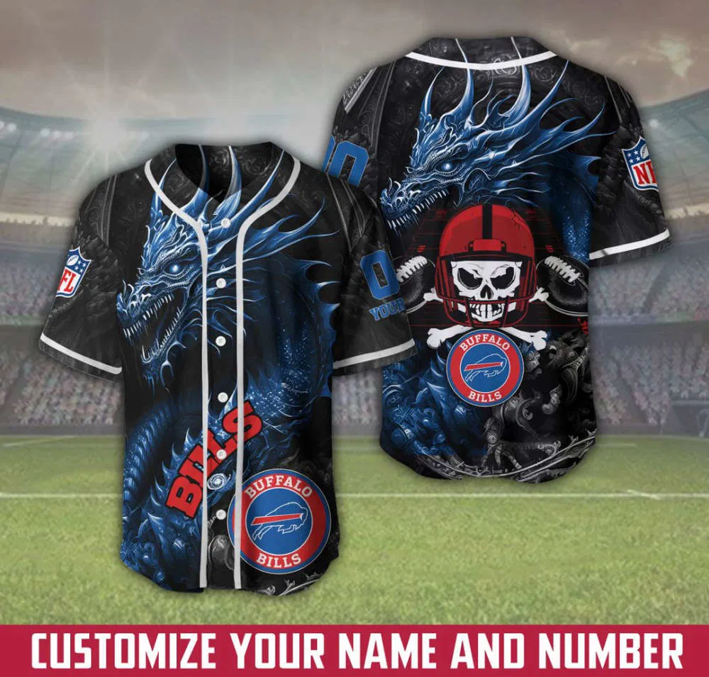 Buffalo Bills Dragon Fury Gridiron Baseball Jersey
