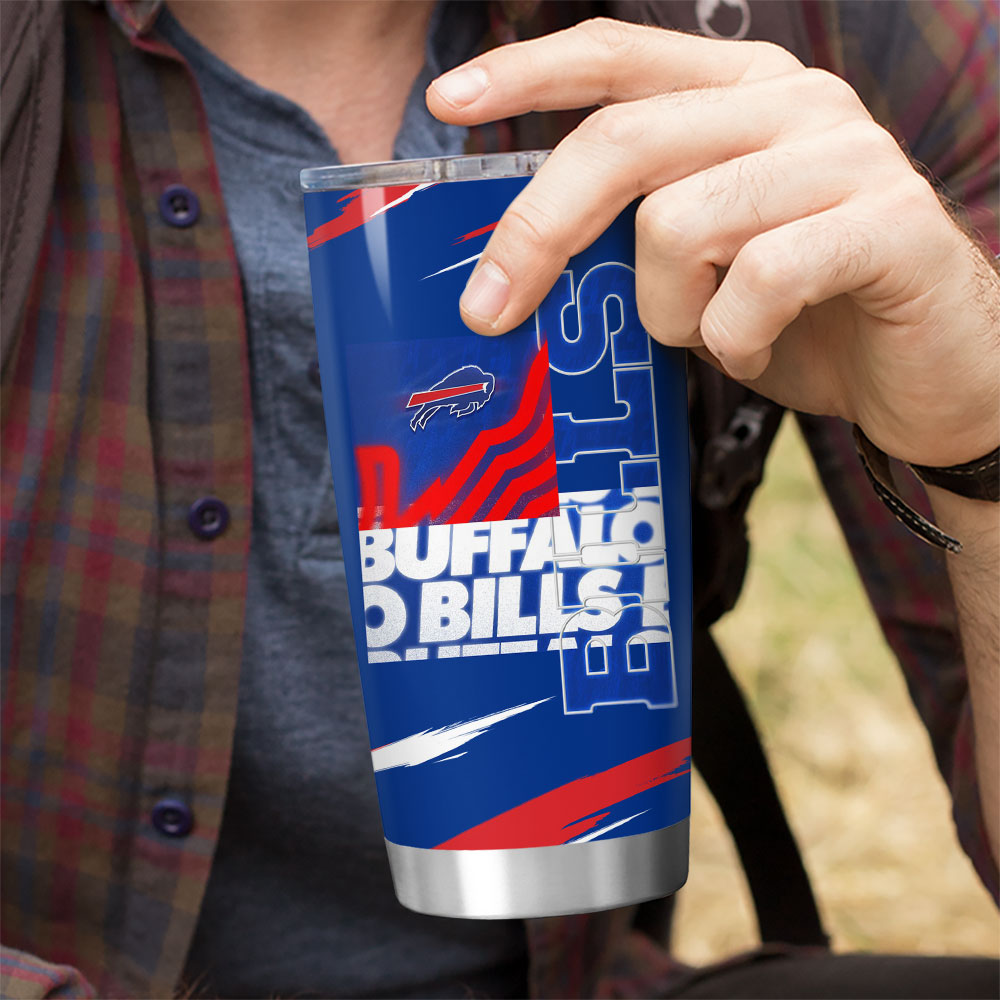 Buffalo Bills Electric Streak Minimalist Tumbler with hand