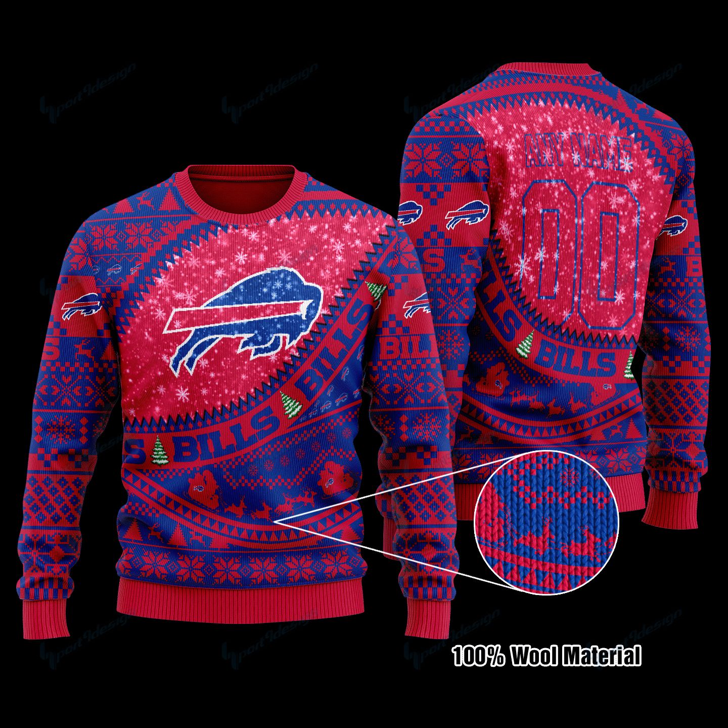 Buffalo Bills Festive Snowfall Celebration Ugly Christmas Sweater