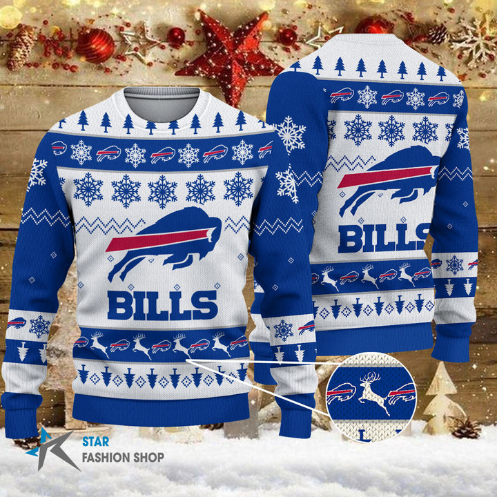 Buffalo Bills Festive Snowman Holiday Ugly Christmas Sweater