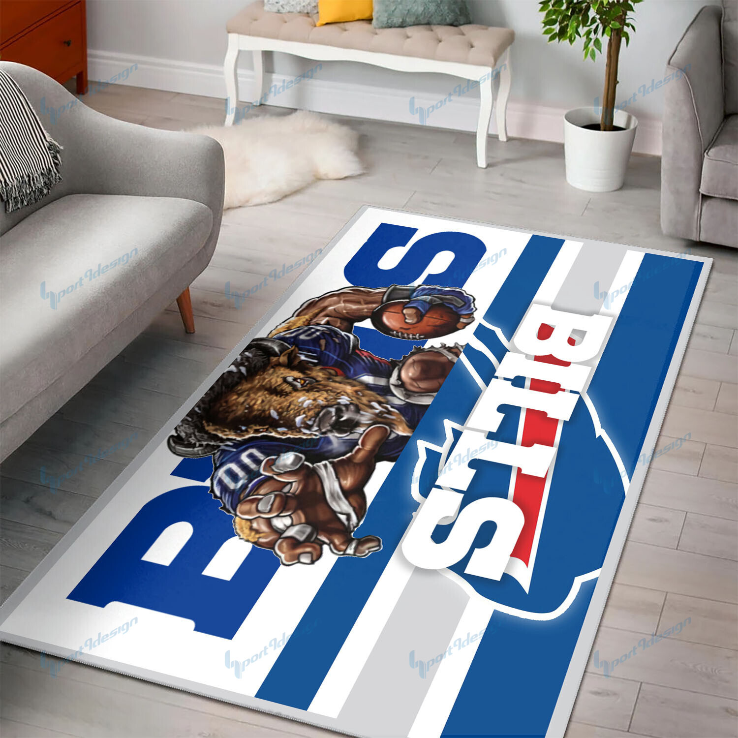 Buffalo Bills Fierce Football Warrior Rug