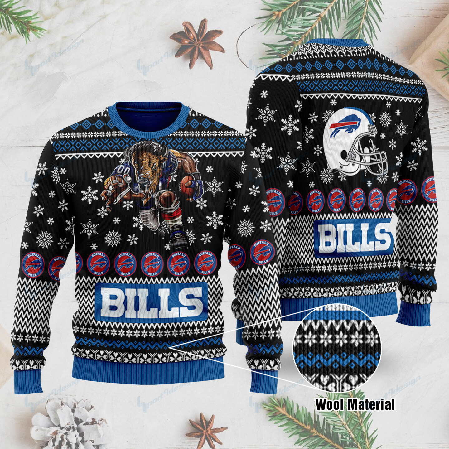 Buffalo Bills Fierce Winter Battle Ugly Christmas Sweater