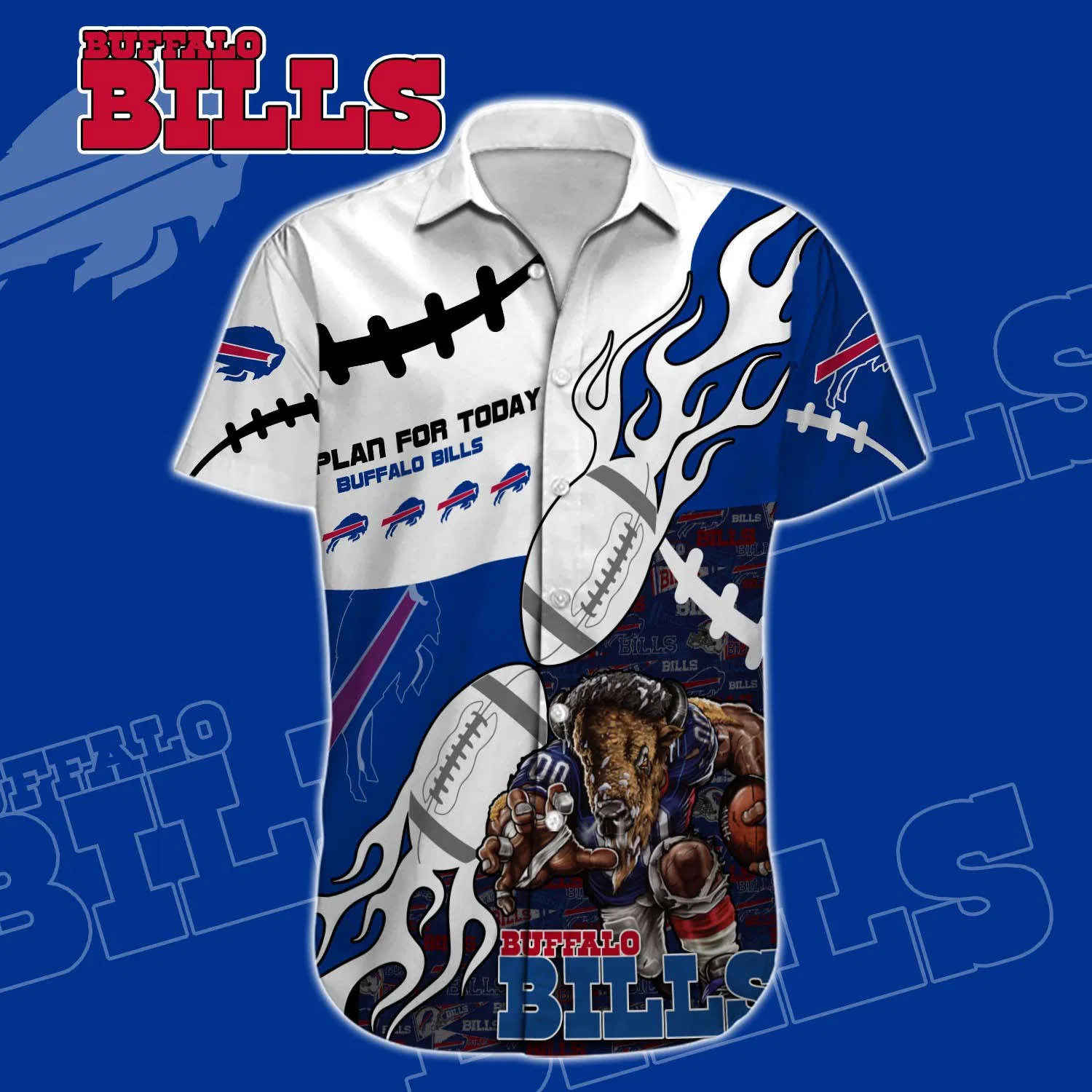 Buffalo Bills Fire Charge Hawaiian Shirt front