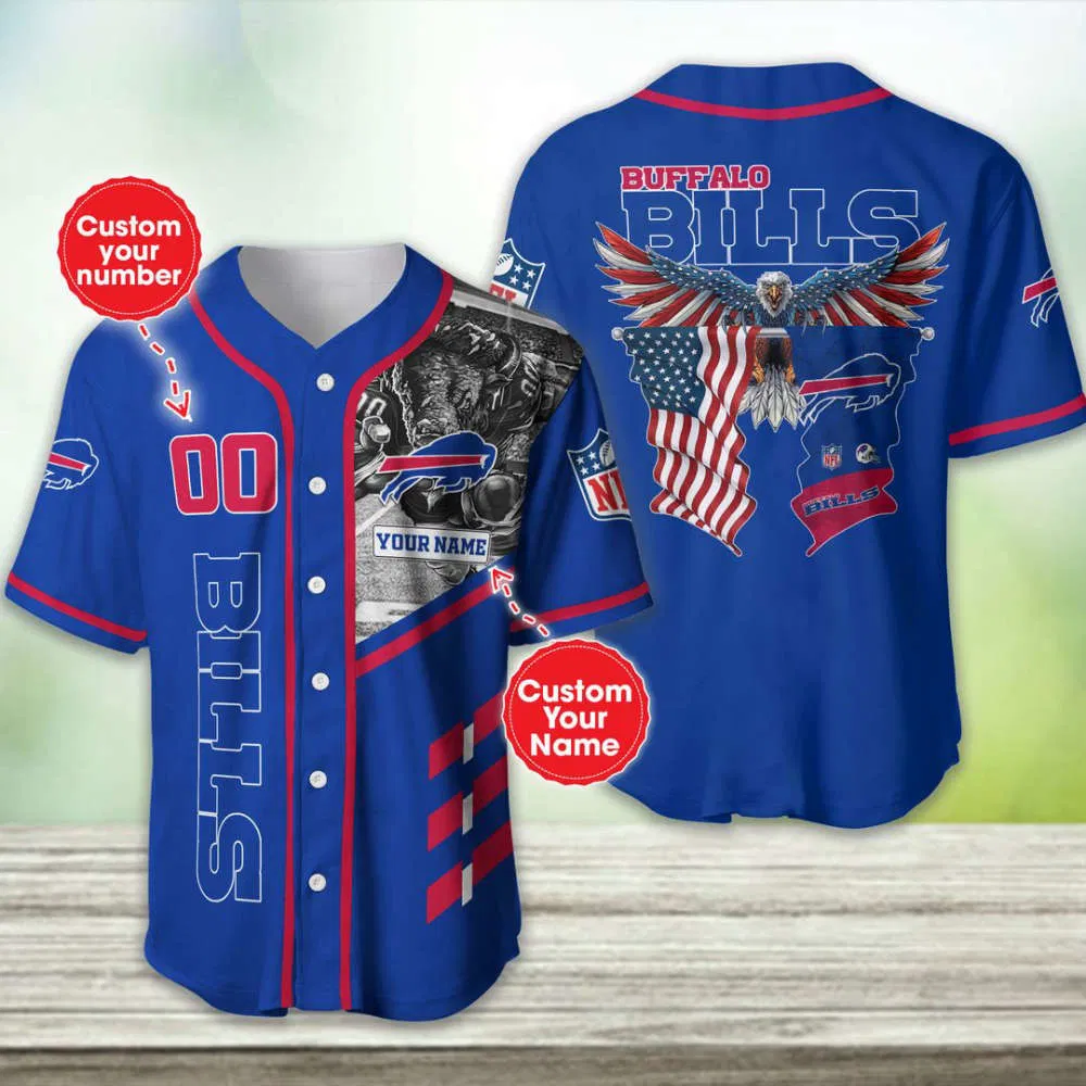 Buffalo Bills Freedom Flight Patriotic Baseball Jersey